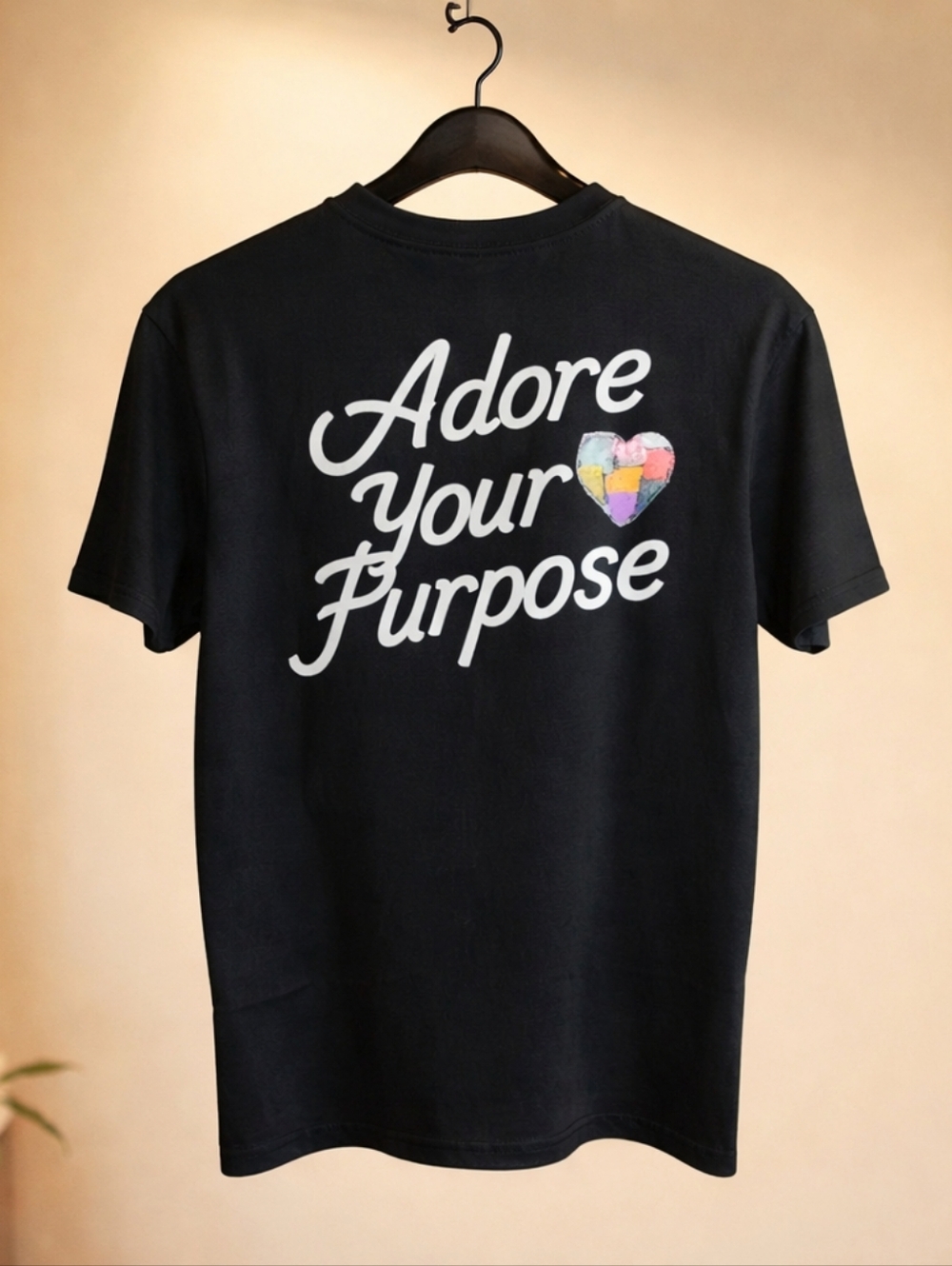 Genuine Merchandise Black Tee with Colorful Heart Design - Picture 2 of 7